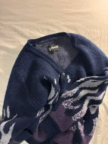 Schott 프레임 패턴 가디건 네이비