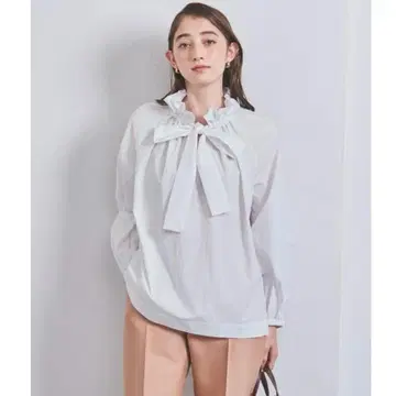 UNITED ARROWS C/N 개더 프릴 리본 블라우스