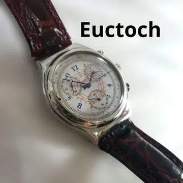 Euctoch 크로노그래프 손목시계 실버/레드 배터리 교환