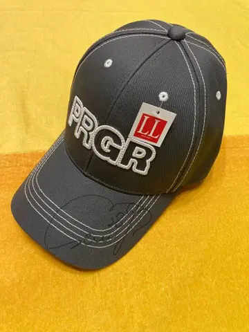 PRGR 캡 모자 LL 사이즈 그레이 골프 아오키 세레나 사인 포함
