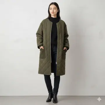 새상품급 미라 오웬 노카라 퀼팅 코쿤 코트 양 라무 이소재