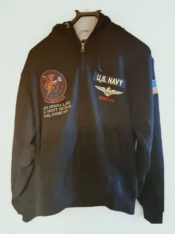 택 포함 AVIREX 아비렉스 TOP GUN 집업 후드티 L