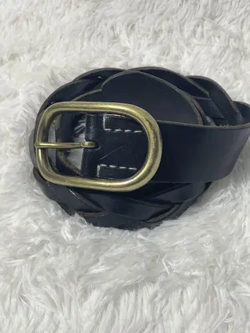 천연 가죽 뜨개질 앤티크 버클 가죽 벨트 블랙 폭넓이 101cm