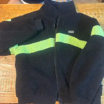 VANS 플리스 자켓 M 블랙/라임 그린