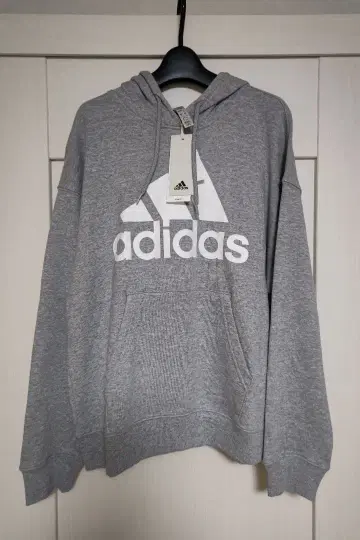 [ 새상품 ] 택 포함 adidas 빅 로고 후드티 그레이 M