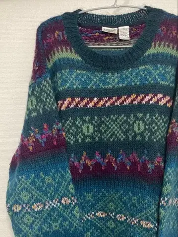 구제 의류 빈티지 니트 스웨터 오버 사이즈 패턴 니트 모헤어