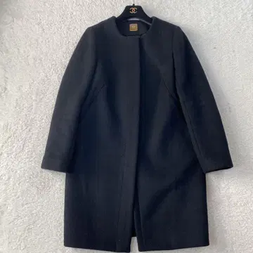 MUSE DEUXIEME CLASSE 울 이중직 노카라 롱 코트 블랙 M