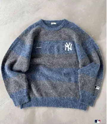 Perushu x MLB 모헤어 터치 보더 니트
