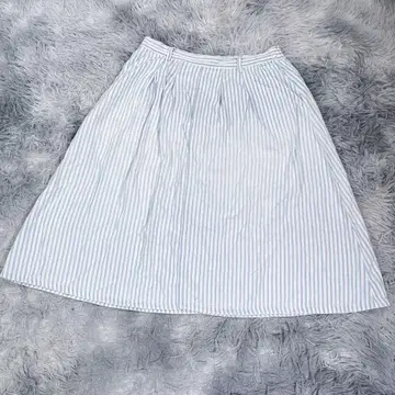 w closet 미디 스커트 스트라이프 얇은 소재 여성용 코튼 100%