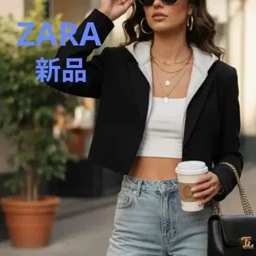 [새상품] ZARA 레이어드 스타일 크롭 블레이저 후드티 스타일업
