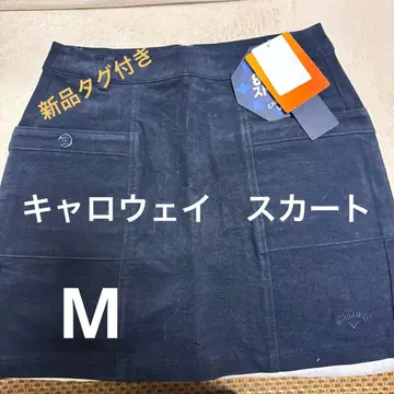 택 포함 새상품 캘러웨이 스트레치 몰스킨 스커트 네이비 M