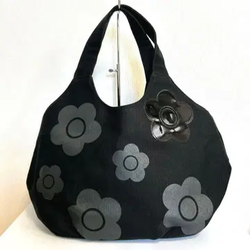 MARY QUANT 토트백 데이지 캔버스 에나멜 블랙 꽃