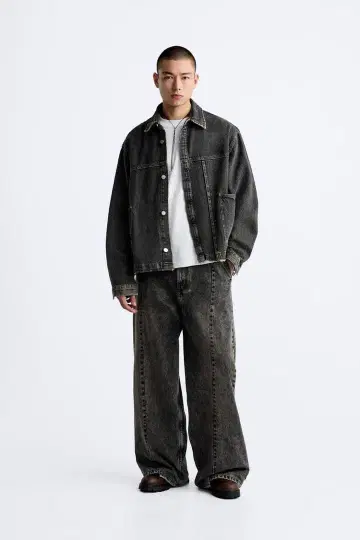 ZARA 심 디테일 배기 데님 팬츠 38