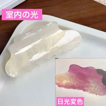 컬러 체인지 구름 디자인 헤어 클립 클리어 화이트