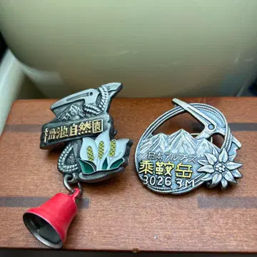 츠가이케 자연공원과 노리쿠라다케 3026.3m 핀 배지 2개 세트