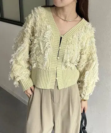 Thevon 프린지 숏 가디건 그린