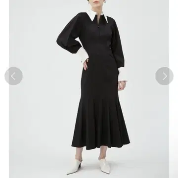 프레이 아이디 셔츠 칼라 머메이드 원피스 블랙