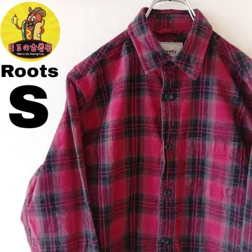 USA 구제 의류 Roots 플란넬 셔츠 S 레드 블랙 체크