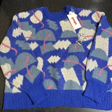 graniph 기하학 패턴 라무초프 자수 니트 스웨터