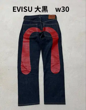 EVISU 대흑 데님 팬츠 빨간색 w30 빅 카모메