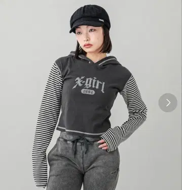 x-girl 후드 부착 후드티 S 사이즈 그레이