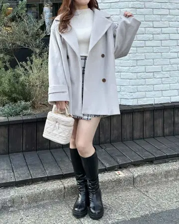컨디션 최상 에코 울 W 코쿤 코트 잉그 INGNI 그레이지