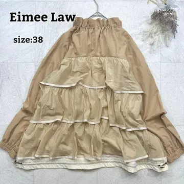 새상품급 [ Eimee Law ] 개더 넥 백 프릴 블루종 베이지