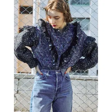 [택 포함] jouetie 쥬에티 프릴 레이스 셔츠 플라워 M 사이즈