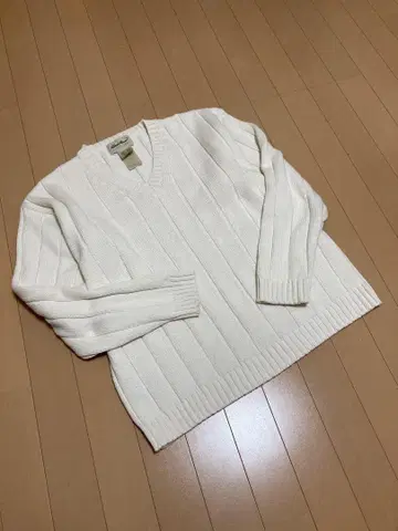 90s 00s Eddie Bauer V넥 니트 M 화이트 코튼