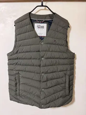 TOMMY HILFIGER DENIM 다운 베스트 올리브 그린