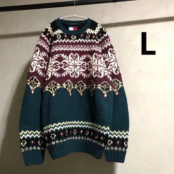 90s TOMMY HILFIGER 페어아일 패턴 스웨터 L 빈티지