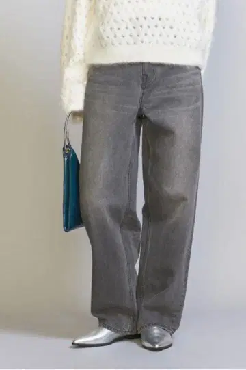 [ UNITED ARROWS ] 블랙 데님 스트레이트 팬츠 워셔블