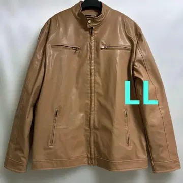 베이지 가죽풍 싱글 라이더 자켓 LL 컨디션 최상