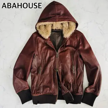 아바하우스 램 가죽 양가죽 가죽 자켓 블루종 보아 브라운 L