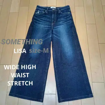 SOMETHING 와이드 레그 데님 다크 블루