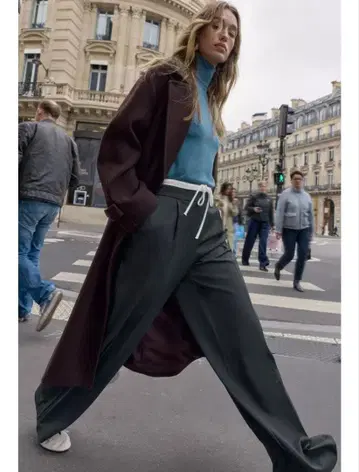 ZARA 와이드 레그 팬츠 더블 허리 밴딩