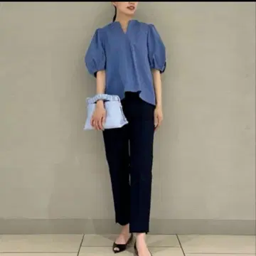 Ballsey 투모로우랜드 하이카운트 개버딘 퍼프 슬리브 블라우스