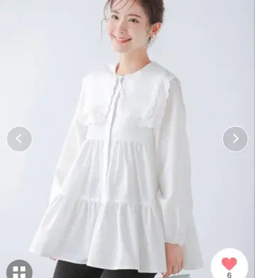 fitmore 더블 스캘럽 블라우스 화이트