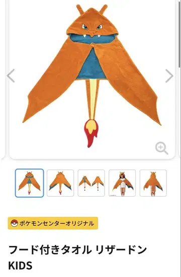 리자몽 포켓몬 센터 후드 부착 타월