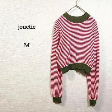 쥬에티 니트 스웨터 보더 카키 빨간색 여성용 귀여운