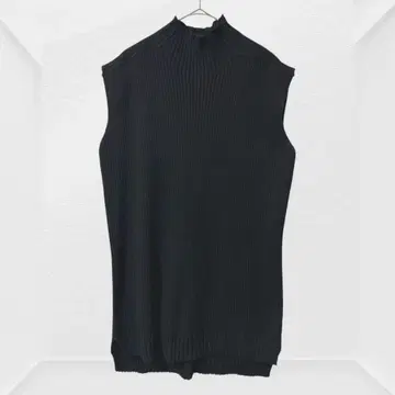 2490 하이넥 슬리브리스 니트 블랙 튜닉