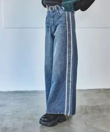 PAGEBOY 프린지 라인 데님 팬츠