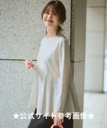 23구 내추럴 코튼 베어 콤비 페플럼 티셔츠 아이보리 40