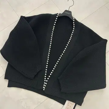fitmore 볼륨 슬리브 펄 가디건