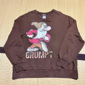Disney GRUMPY 디즈니 프린트 맨투맨 브라운 심술쟁이