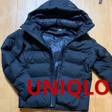 UNIQLO 심리스 다운 후드티 블랙