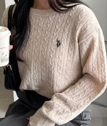 [U.S. POLO ASSN.] 원 포인트 케이블 니트