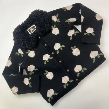 [ 새상품급 ] 핑크하우스 블랙 장미 편직 니트 자켓 / 2023년 가을