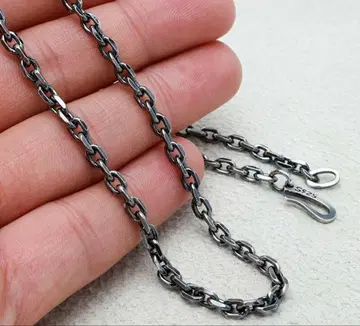 실버 925 팥 체인 목걸이 3mm 50cm 훈증 마감 후크
