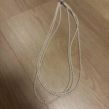 담수 진주 3연 목걸이 ( silver 각인 있음 )